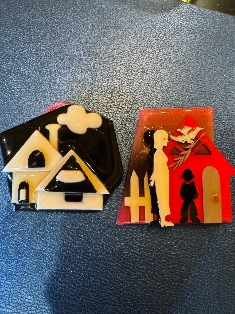 Title: House Pins by Lucinda Brooch Lot of 2 Domestic Violence House Art Pins
